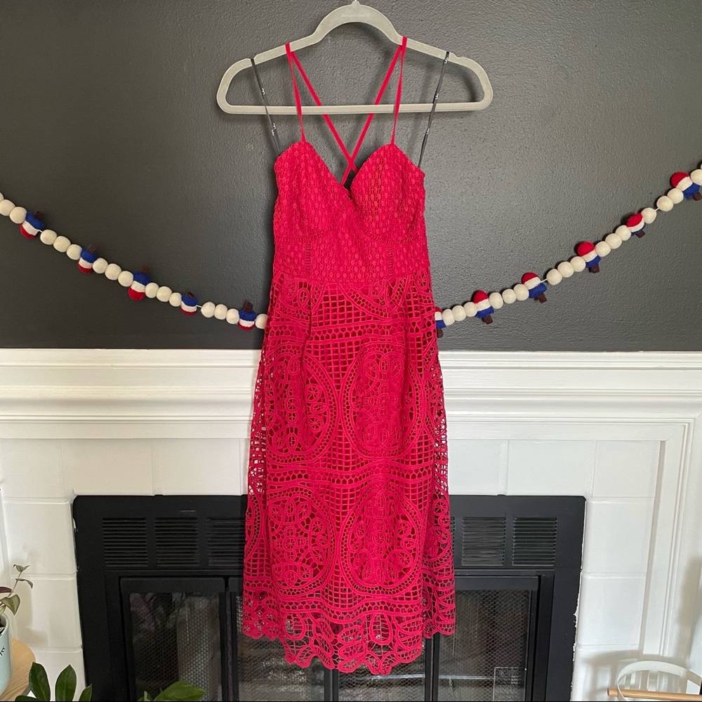Lulus red lace formal dress NWT